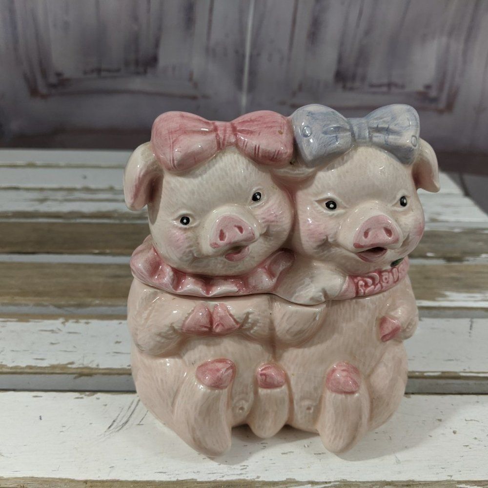 Sunshine Pig Honey Jar Jug Canister Swine Ceramic‎